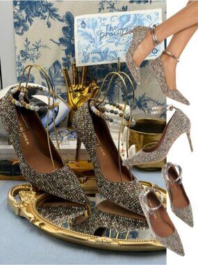 🆕 KURT GEIGER LONDON 🧿 NWOB Belgravia Jewel Pumps, Embellished Houndstooth Sz7